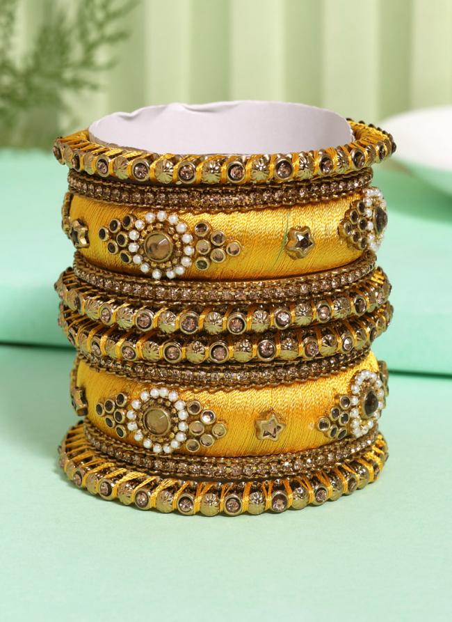   Wedding Wear  Yellow Color Thread Bangle Set:-2.4,2.6